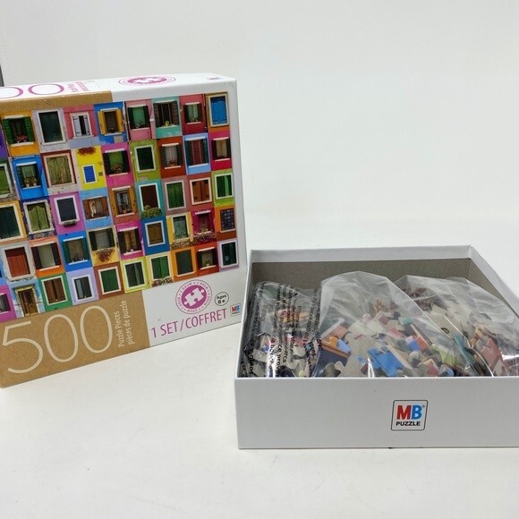 Colorful Windows 500 Piece Jigsaw Puzzle Milton Bradley Ages 8 and up COMPLETE - Picture 4 of 4